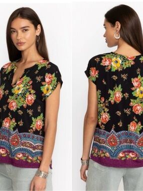 Johnny Was The Janie Favorite Dolman V Neck Top. Size Medium